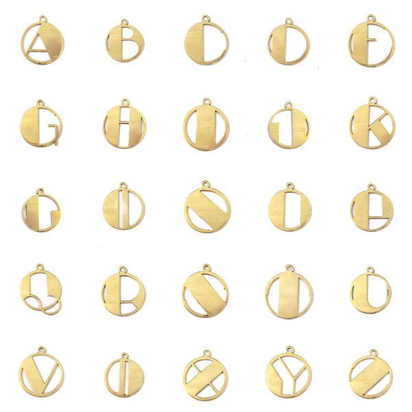 Gold Art Deco Initial Letter Pendant Necklace