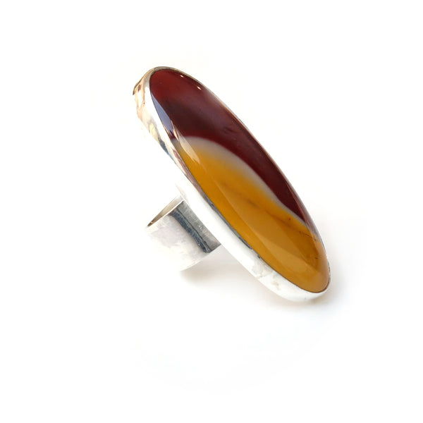 Mookaite Oval Gemstone Ring set in Sterling Silver 'VITALITY'