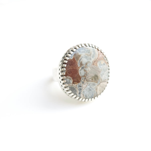 Mushroom Jasper Gemstone Ring Set in Sterling Silver 'COURAGE'