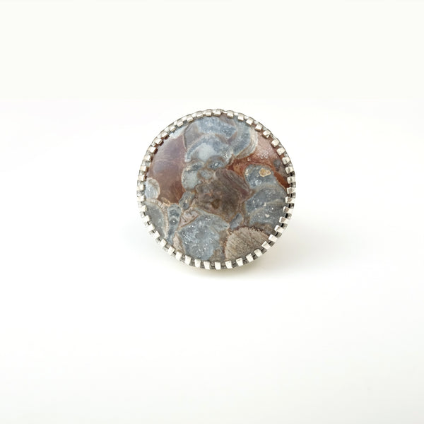 Mushroom Jasper Gemstone Ring Set in Sterling Silver 'COURAGE'