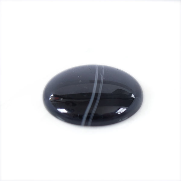 black banded agate gemstone round - handmade rings UK - side view