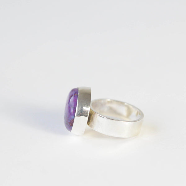 Purple Turquoise Round Gemstone Ring 'HEALING'