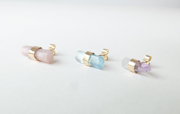 9ct Gold Rose Quartz Gemstone Single Stud Earring - 'Love'