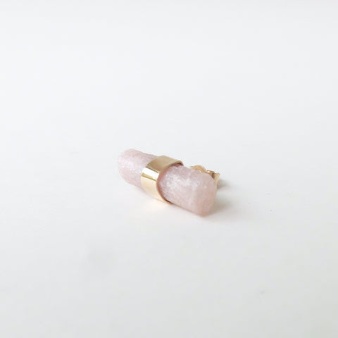 9ct Gold Rose Quartz Gemstone Single Stud Earring - 'Love'