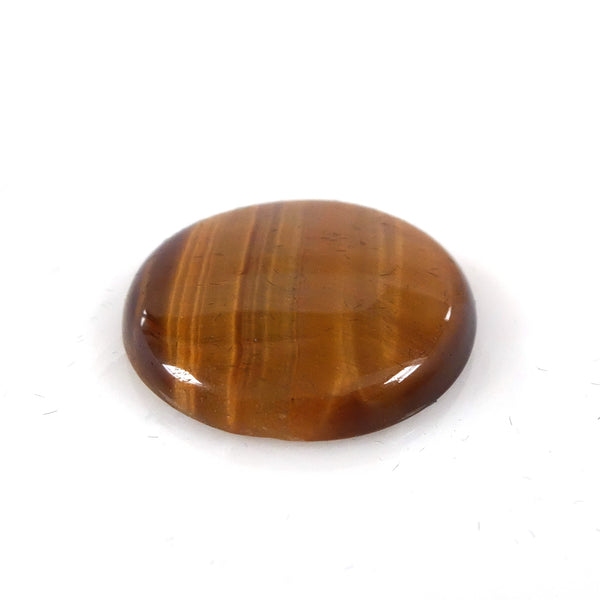 Round Tigers Eye Gemstone - semi precious stone for handmade rings in gold and silver - side view