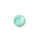 bright tibetan turquoise gemstone ring set in 9ct gold and sterling silver - from top