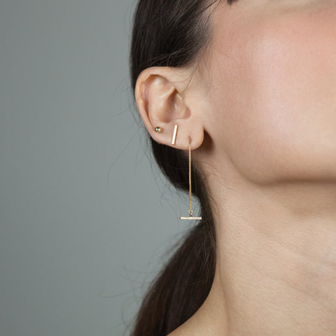 silver and gold earrings - handmade chain earrings