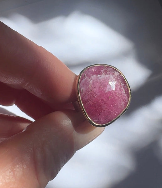 PINK SAPPHIRE GEMSTONE RING SET IN 9CT GOLD & STERLING SILVER 'POWER'