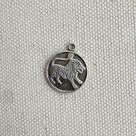 Vintage Sterling Silver Leo Zodiac Disk Charm
