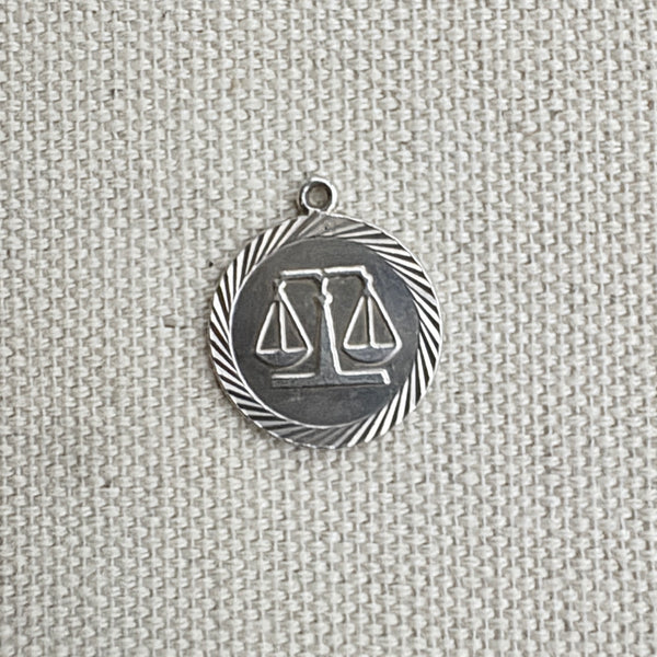 Vintage Sterling Silver Libra Zodiac Disk Charm