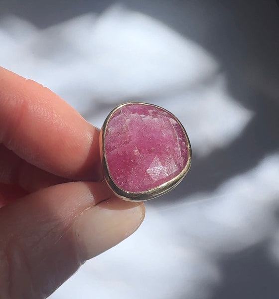 PINK SAPPHIRE GEMSTONE RING SET IN 9CT GOLD & STERLING SILVER 'POWER'