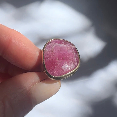 PINK SAPPHIRE GEMSTONE RING SET IN 9CT GOLD & STERLING SILVER 'POWER'