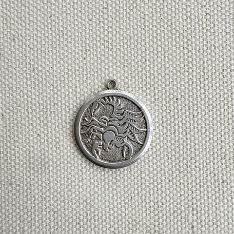 Vintage Sterling Silver Scorpio Zodiac Disk Charm