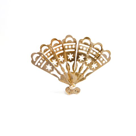 Vintage 9ct Gold Opening Filigree Fan Charm