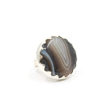 Botswana Agate Gemstone Ring Set in Sterling Silver - 'SUPPORT'