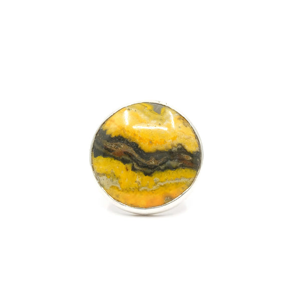 Bumble Bee Jasper Gemstone Ring Set in Sterling Silver 'CREATIVITY'