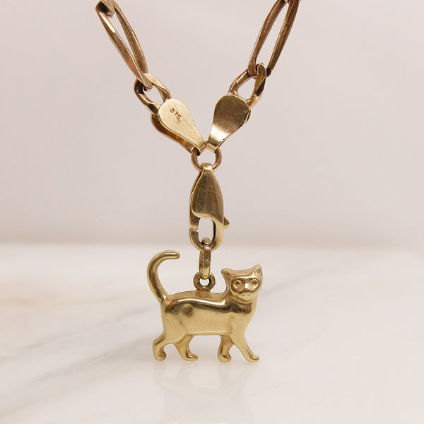 Vintage 9ct Gold Walking Cat Charm