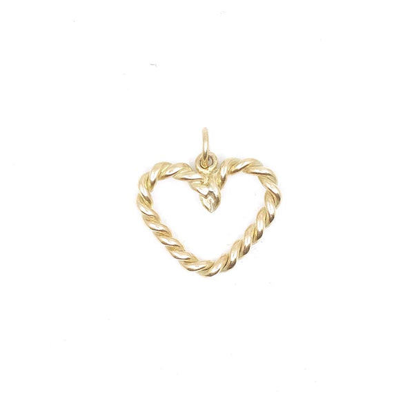 Vintage 9ct Gold Rope Heart Charm