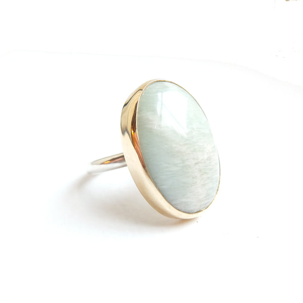 Oval Moonstone Gemstone Ring Set in 9ct Gold 'INTUITION'