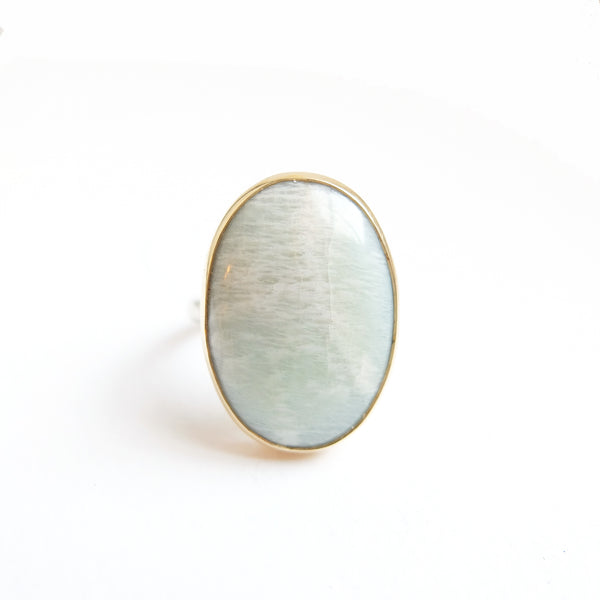 Oval Moonstone Gemstone Ring Set in 9ct Gold 'INTUITION'