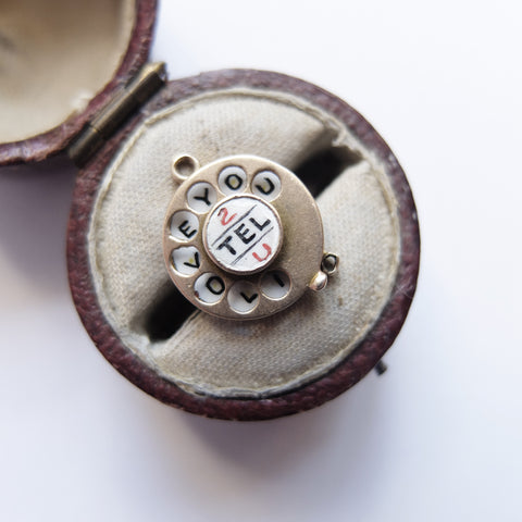 Vintage 9ct Gold 'I Love You' Telephone Dial Charm