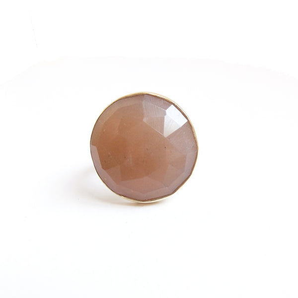 Pink Rose Cut Moonstone Gemstone Ring Set in 9ct Gold 'OPTIMISM'