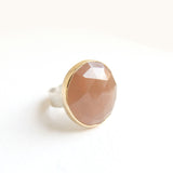 Pink Rose Cut Moonstone Gemstone Ring Set in 9ct Gold 'OPTIMISM'