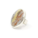 Jasper Round Gemstone Ring set in Sterling Silver 'COURAGE'