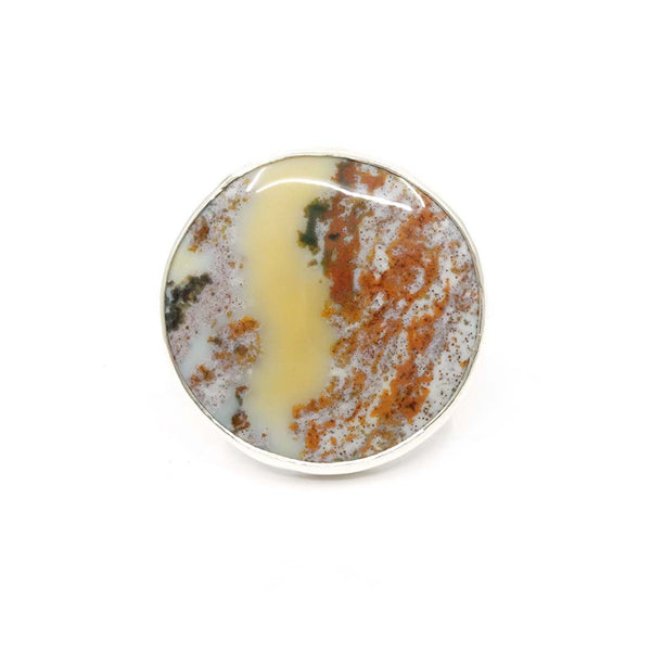 Jasper Round Gemstone Ring set in Sterling Silver 'COURAGE'