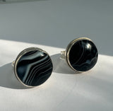 Black Banded Agate Gemstone Ring Set in Sterling Silver 'CONFIDENCE'