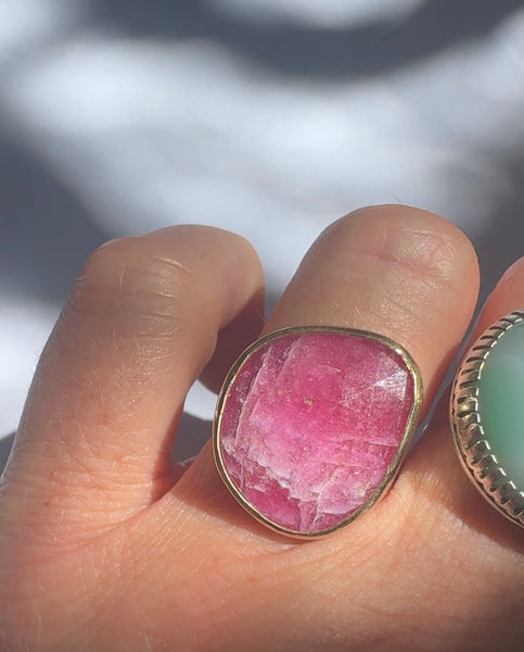 PINK SAPPHIRE GEMSTONE RING SET IN 9CT GOLD & STERLING SILVER 'POWER'