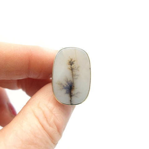 Dendritic Agate Gemstone Ring Set in 9ct Gold - 'OPPORTUNITY'