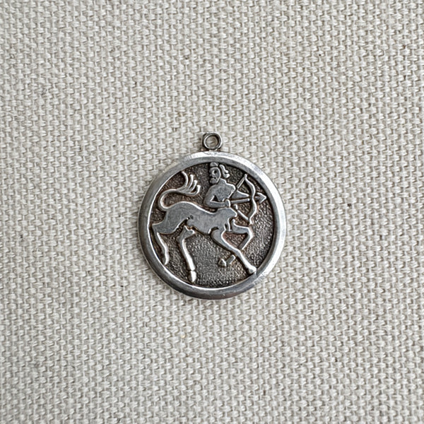 Vintage Sterling Silver Sagittarius Zodiac Disk Charm