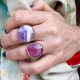 PINK SAPPHIRE GEMSTONE RING SET IN 9CT GOLD & STERLING SILVER 'POWER'