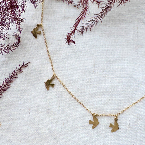 Gold Dickie Bird Charm Necklace