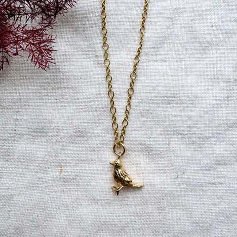 Gold Bird Charm Necklace