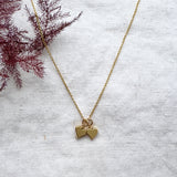 Gold Twin Heart Charm Necklace