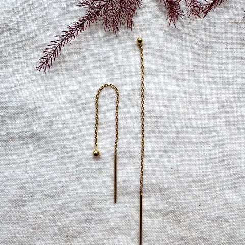 Gold Bead Thread Earrings