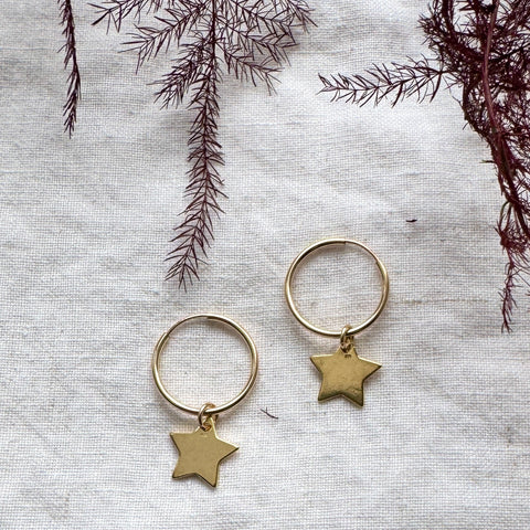 Gold Star Hoop Earrings