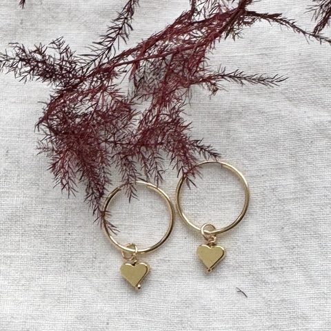 Gold Heart Hoop Earrings