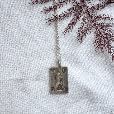 Thai Silver Fish Pendant on Trace Chain Necklace