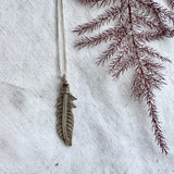 Thai Silver Feather Pendant on Box Chain Necklace