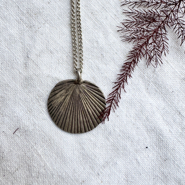 Thai Silver Fan Leaf Pendant Necklace