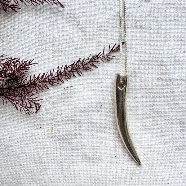 Silver Tusk Pendant Necklace