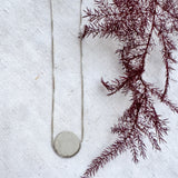 Silver Full Moon Disk Necklace on Fine Box Chain