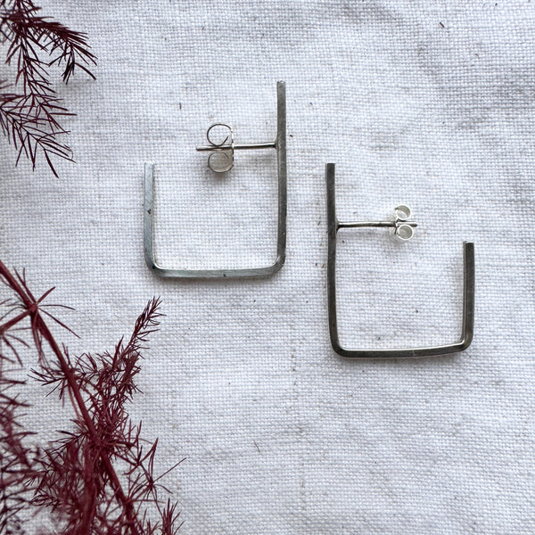 Square Hoop Earrings in Sterling Silver
