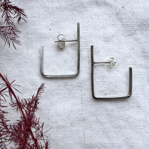 Square Hoop Earrings in Sterling Silver