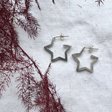 Open Star Shape Earrings in Sterling Silver