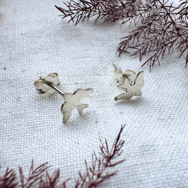 Silver Dickie Bird Stud Earrings