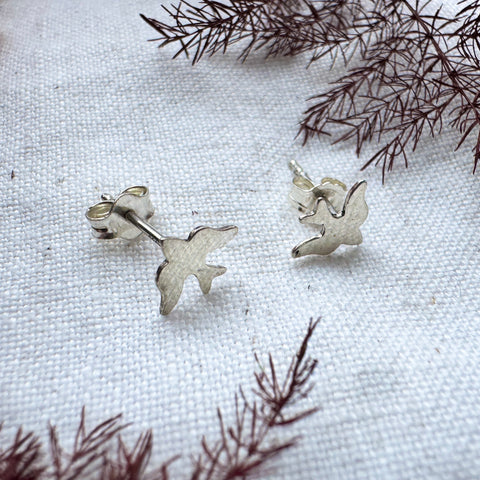 Silver Dickie Bird Stud Earrings